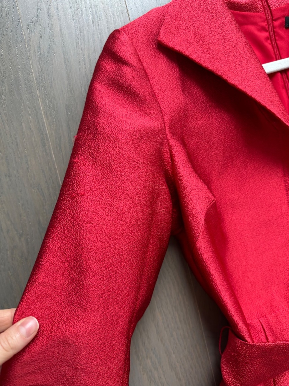 Badgley Mischka Red Long Sleeve Jacquard Collared Shirt Dress Gown - Size 10 - Picture 3 of 10
